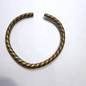 Vintage Mixed Metal Brass Copper Twisted Rope Cuff Bracelet Boho Torque Bangle